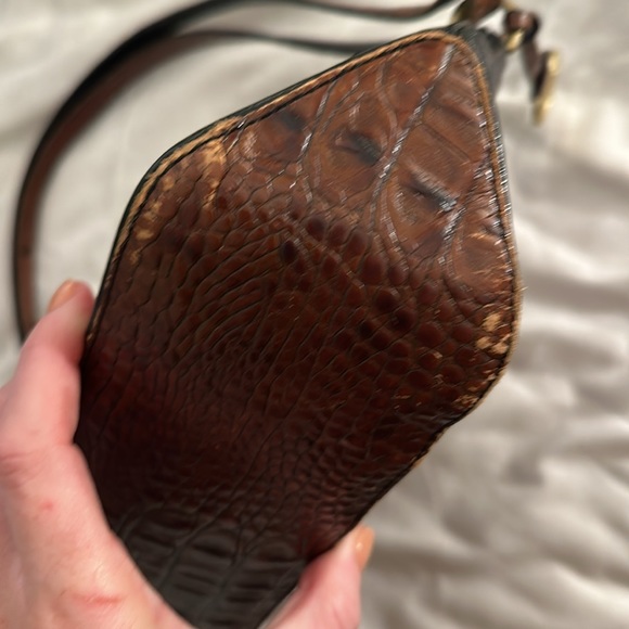 Brahmin Shoulder Bag Purse Croc Leather Classic Vintage Black Brown - Picture 6 of 14